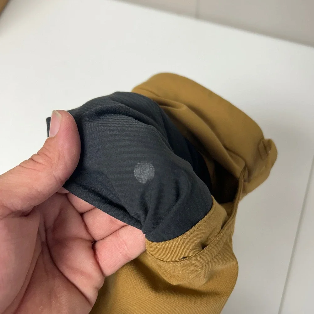 Lululemon ABC Pants Mens 33 Mustard Tan Warpstreme Slim Straight Chino